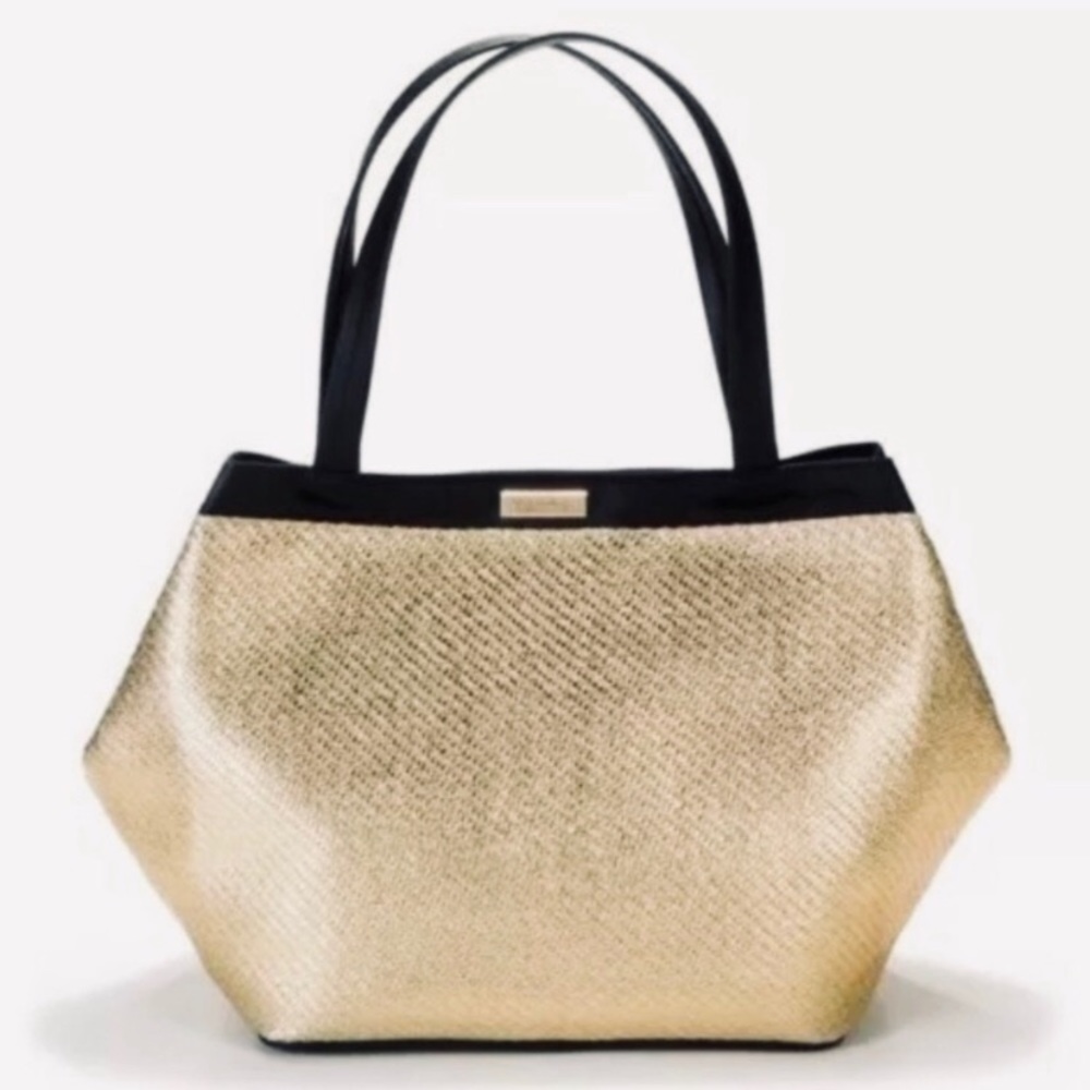 Versace Tote Purse Weekender Textured Bag Gold Metallic Large Shoulder Bag NEW